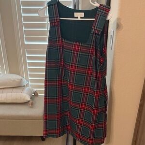 Green and Red Plaid Pinafore Dress